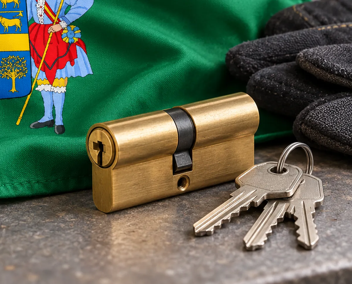 Bombín nuevo con sus llaves para cambiar el bombín de una casa en Méntrida