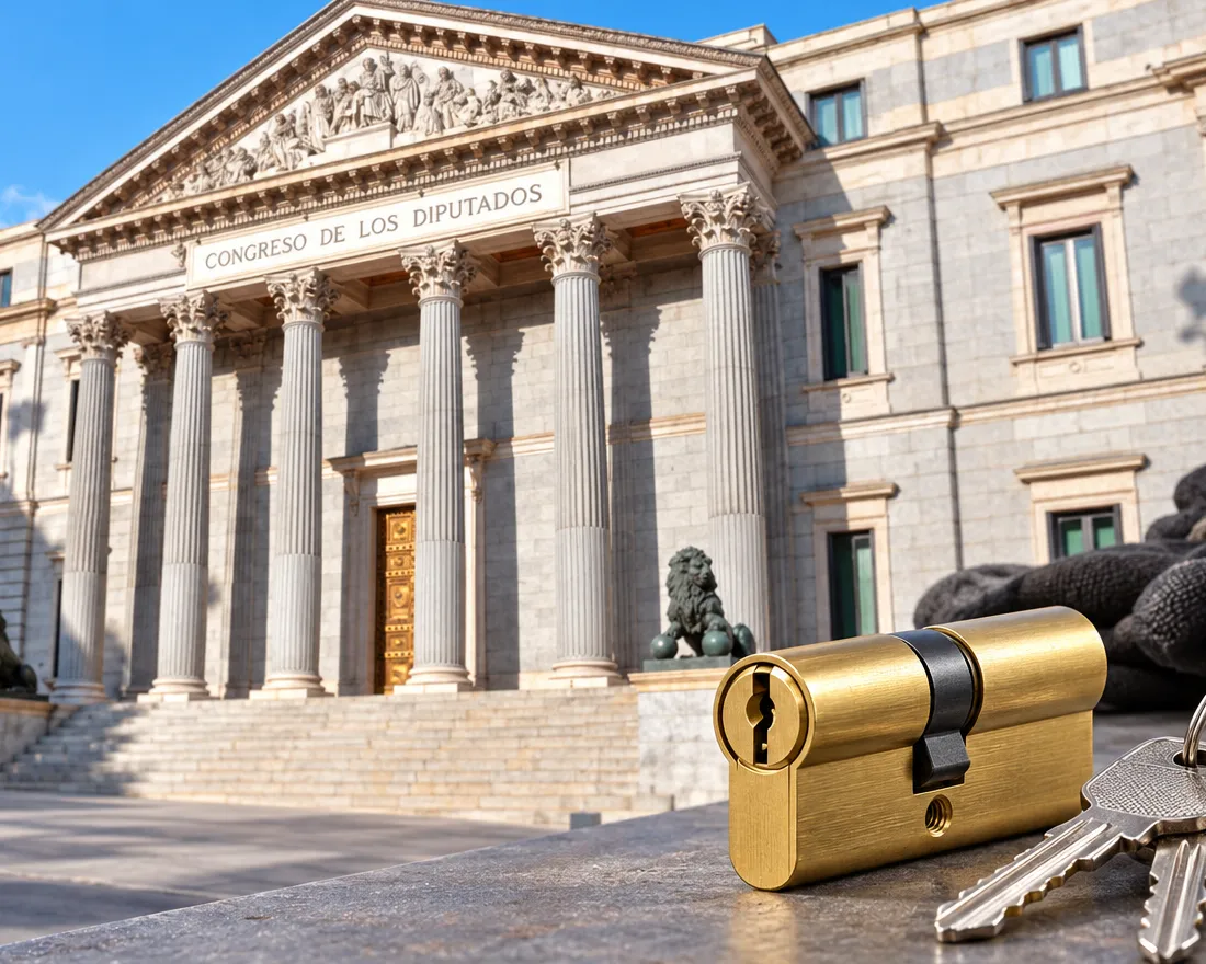 Bombín nuevo con llaves en el barrio de Cortes, Madrid