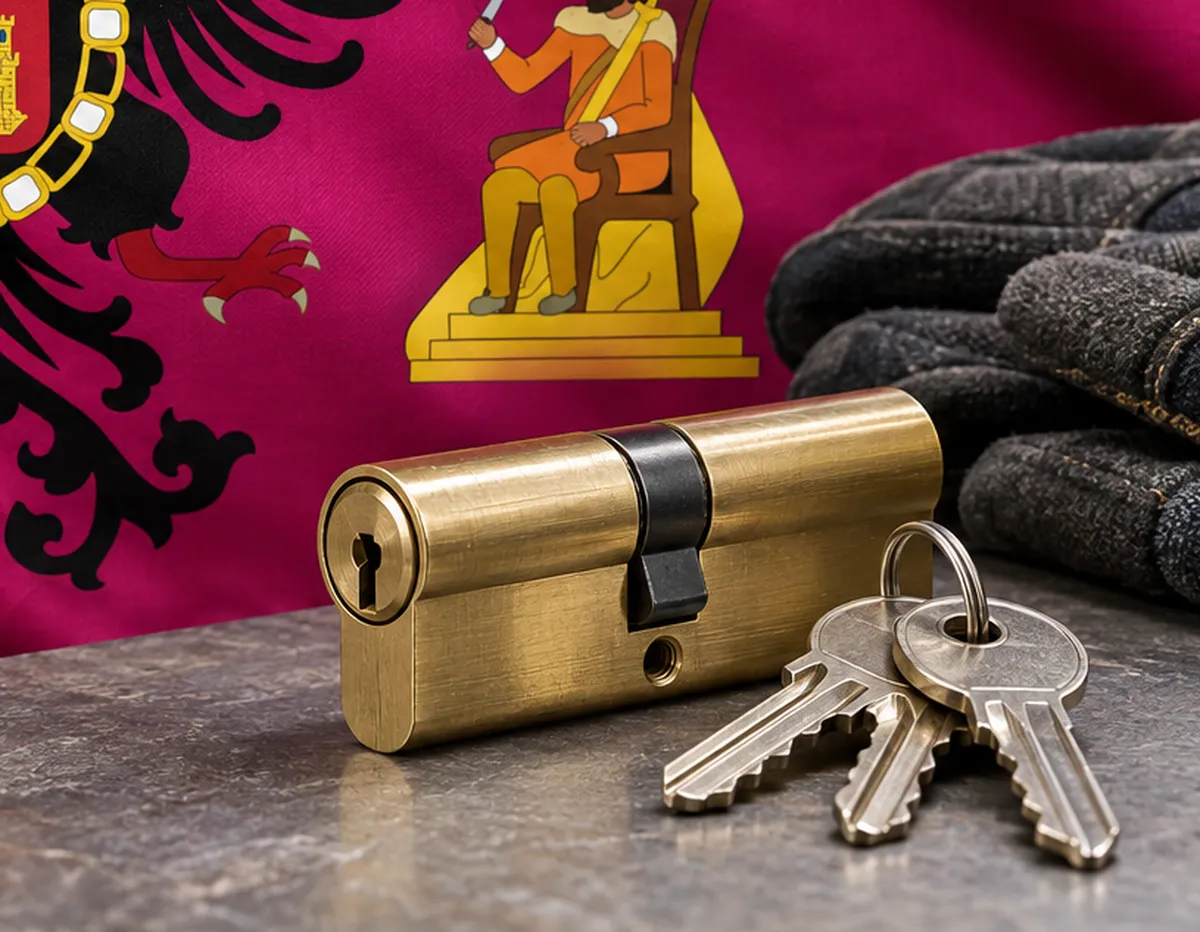 Bombín nuevo con sus llaves para un cambio de bombín en Añover de Tajo