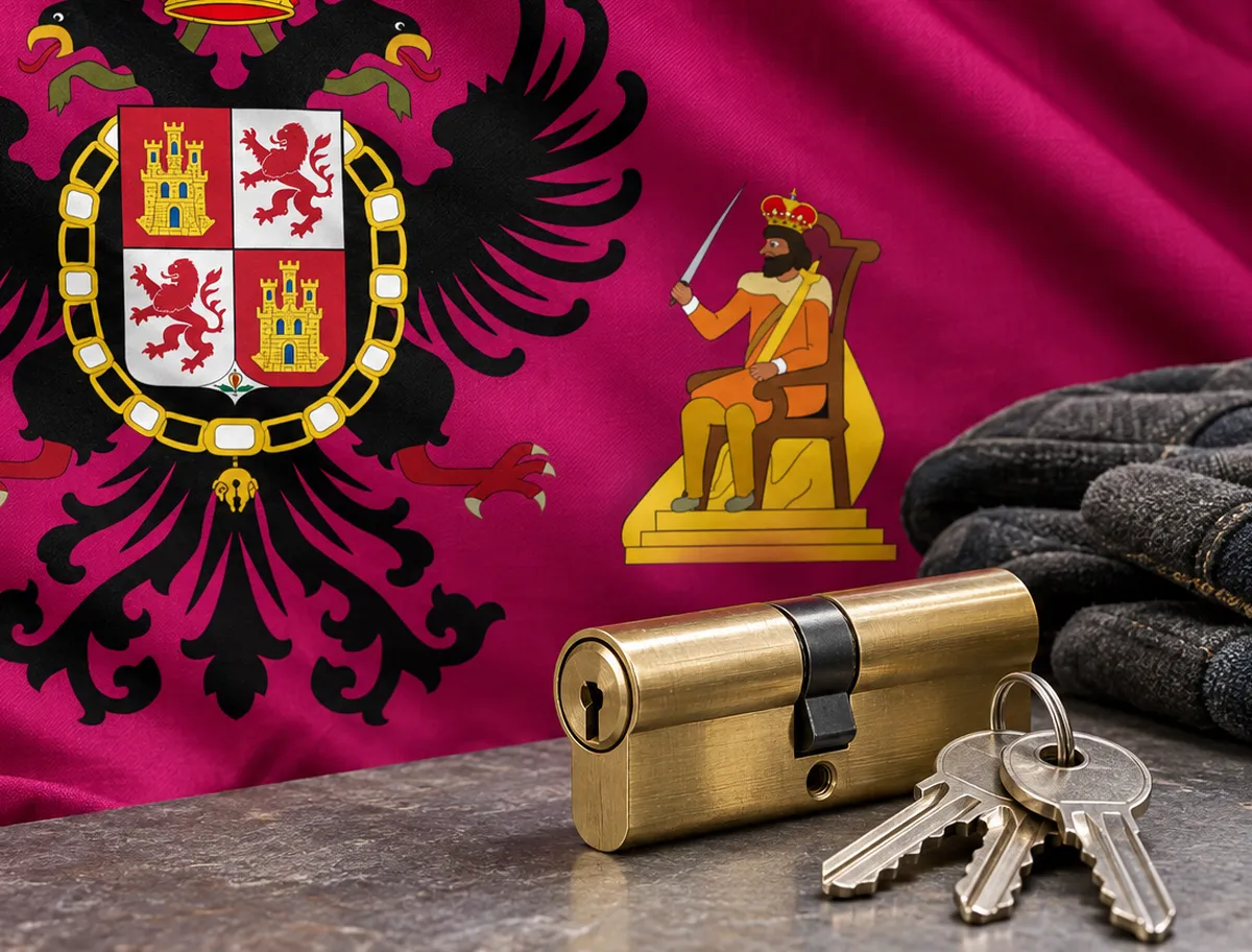 Cerrajeros en Bargas: bandera de la provincia de Toledo y un bombín nuevo con llaves