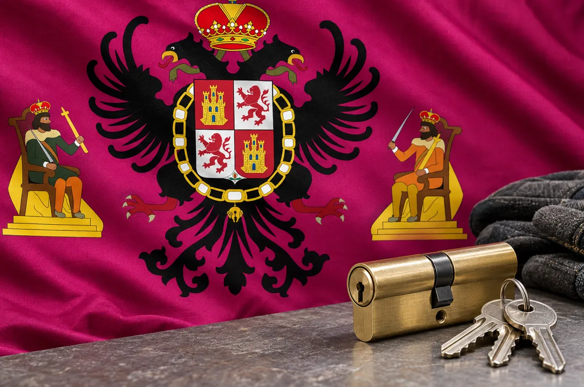 Cerrajeros en Burujón: bandera de la provincia de Toledo y un bombín nuevo con llaves
