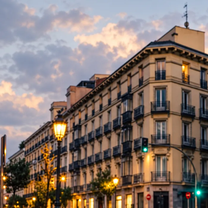 Fachada de edificio con balcones del centro de Madrid: cerrajero para comunidades en Justicia