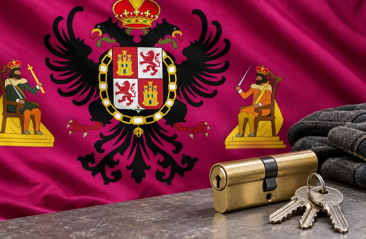 Cerrajeros en Domingo Pérez: bandera de la provincia de Toledo y un bombín nuevo con llaves