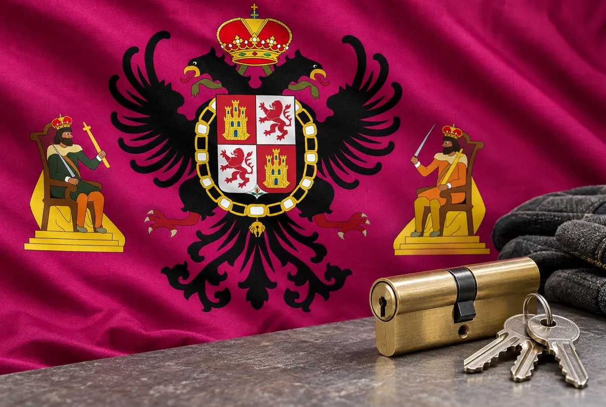 Cerrajeros en El Viso de San Juan: bandera de la provincia de Toledo y un bombín nuevo con llaves