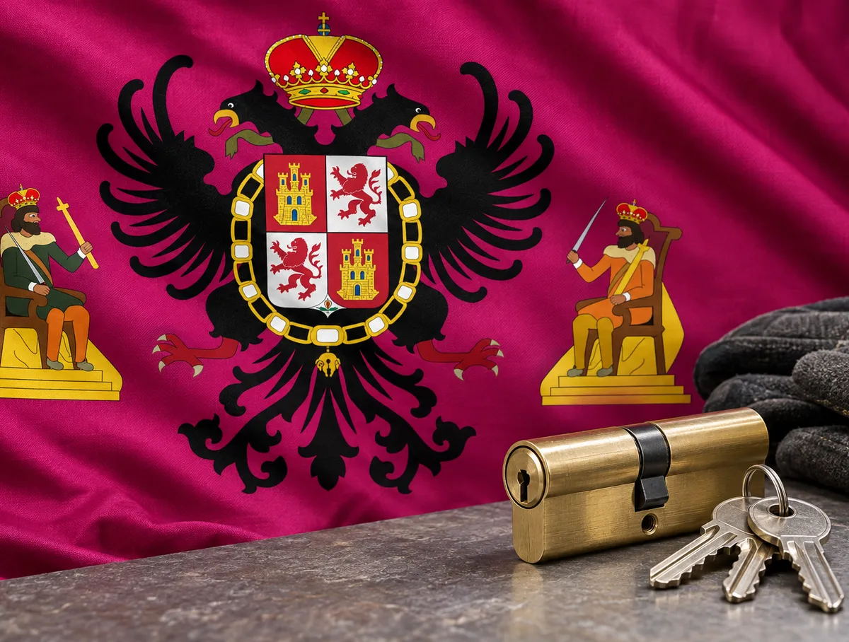 Cerrajeros en Gálvez: bandera de la provincia de Toledo y un bombín nuevo con llaves