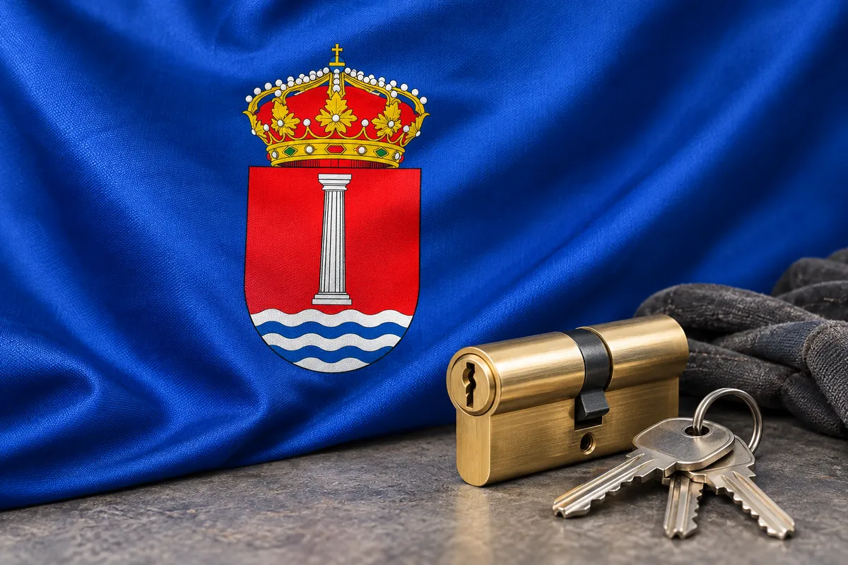 Cerrajeros en Humanes de Madrid: bandera de Humanes con su escudo y un bombín nuevo