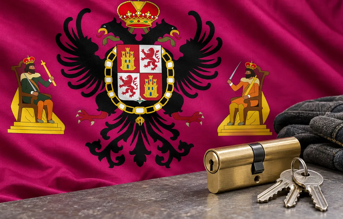 Cerrajeros en Lominchar: bandera de la provincia de Toledo y un bombín nuevo con llaves