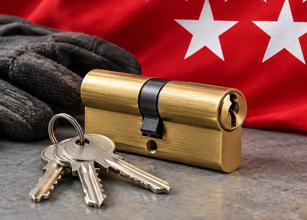 Bombín nuevo con sus llaves para un cambio de bombín en Colina, Madrid