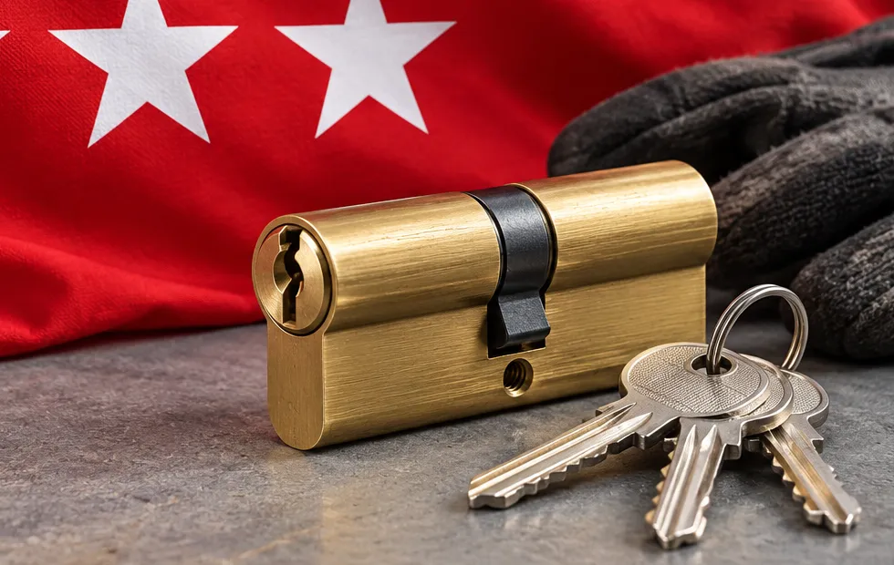 Bombín nuevo con sus llaves para un cambio de bombín en Hispanoamérica, Madrid