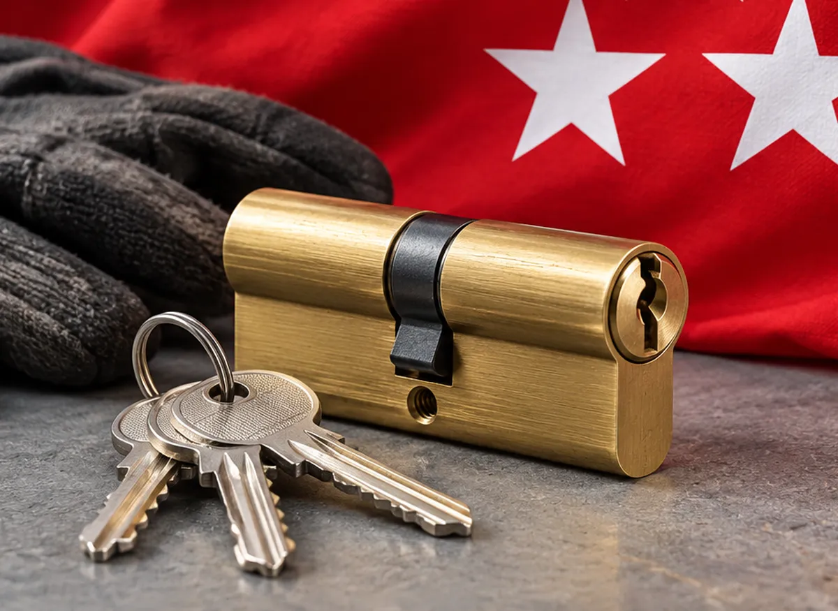 Bombín nuevo con sus llaves para un cambio de bombín en La Paz, Madrid