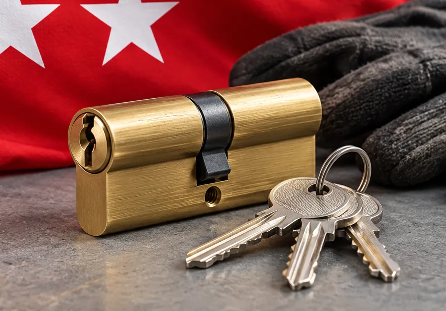 Bombín nuevo con sus llaves para un cambio de bombín en Legazpi, Madrid