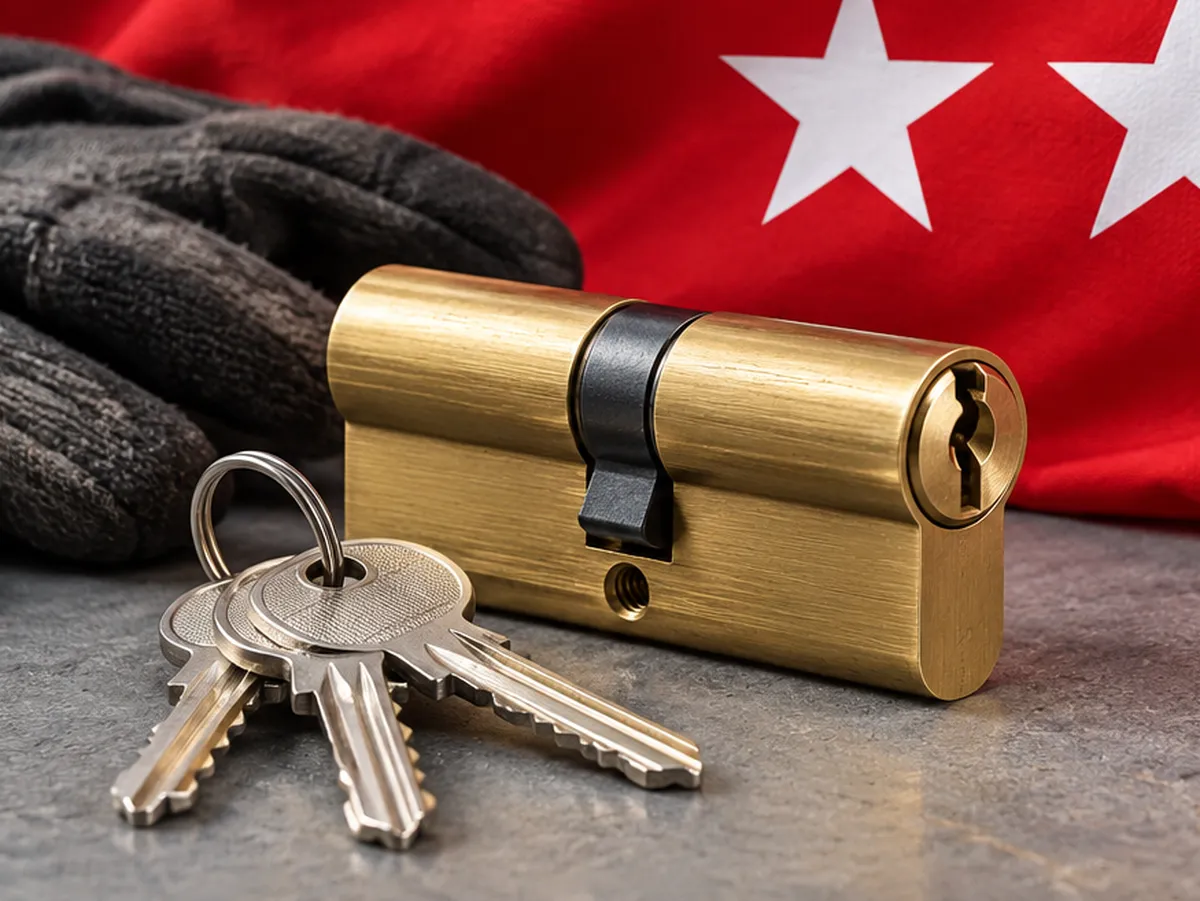 Bombín nuevo con sus llaves para un cambio de bombín en Mirasierra, Madrid