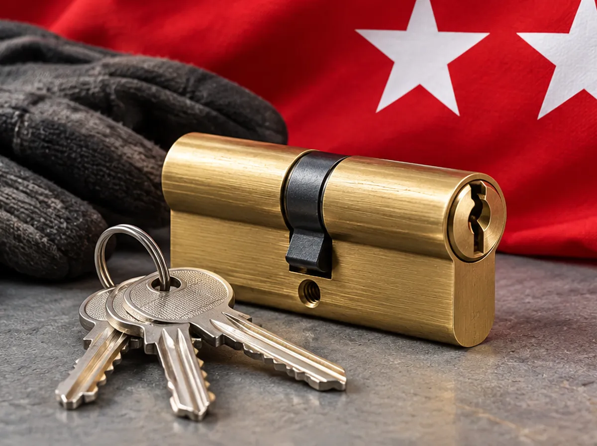 Bombín nuevo con sus llaves para un cambio de bombín en Palomeras Bajas, Madrid