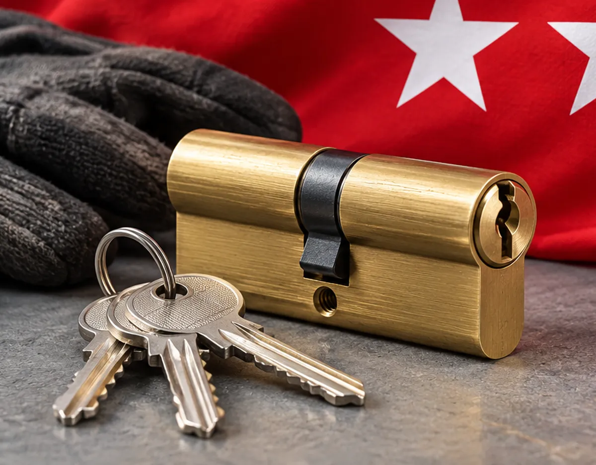 Bombín nuevo con sus llaves para un cambio de bombín en Peñagrande, Madrid