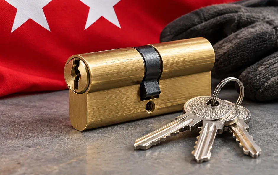 Bombín nuevo con sus llaves para un cambio de bombín en Prosperidad, Madrid