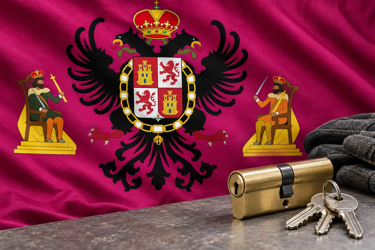 Cerrajeros en Magán: bandera de la provincia de Toledo y un bombín nuevo con llaves
