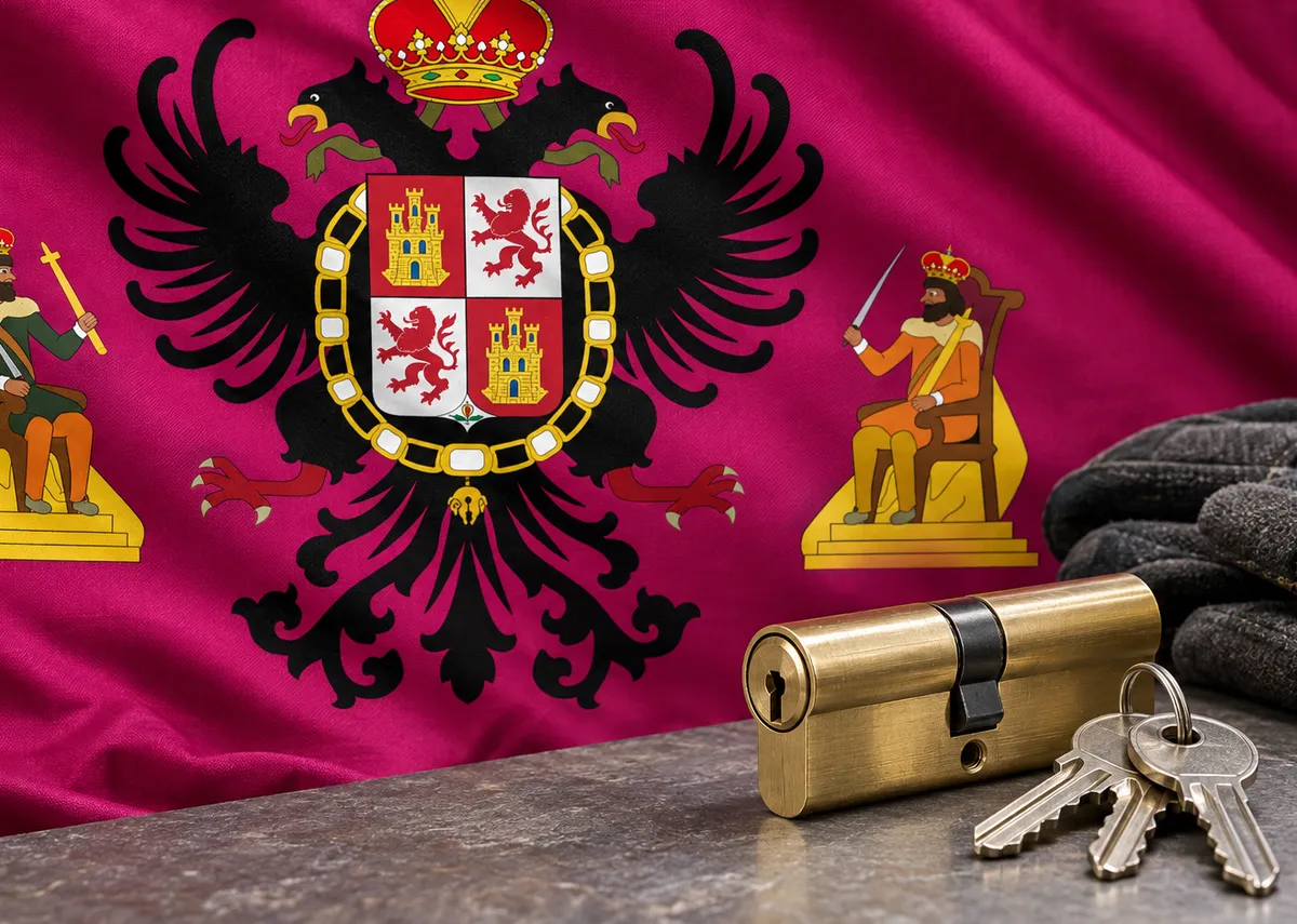 Cerrajeros en Nambroca: bandera de la provincia de Toledo y un bombín nuevo con llaves