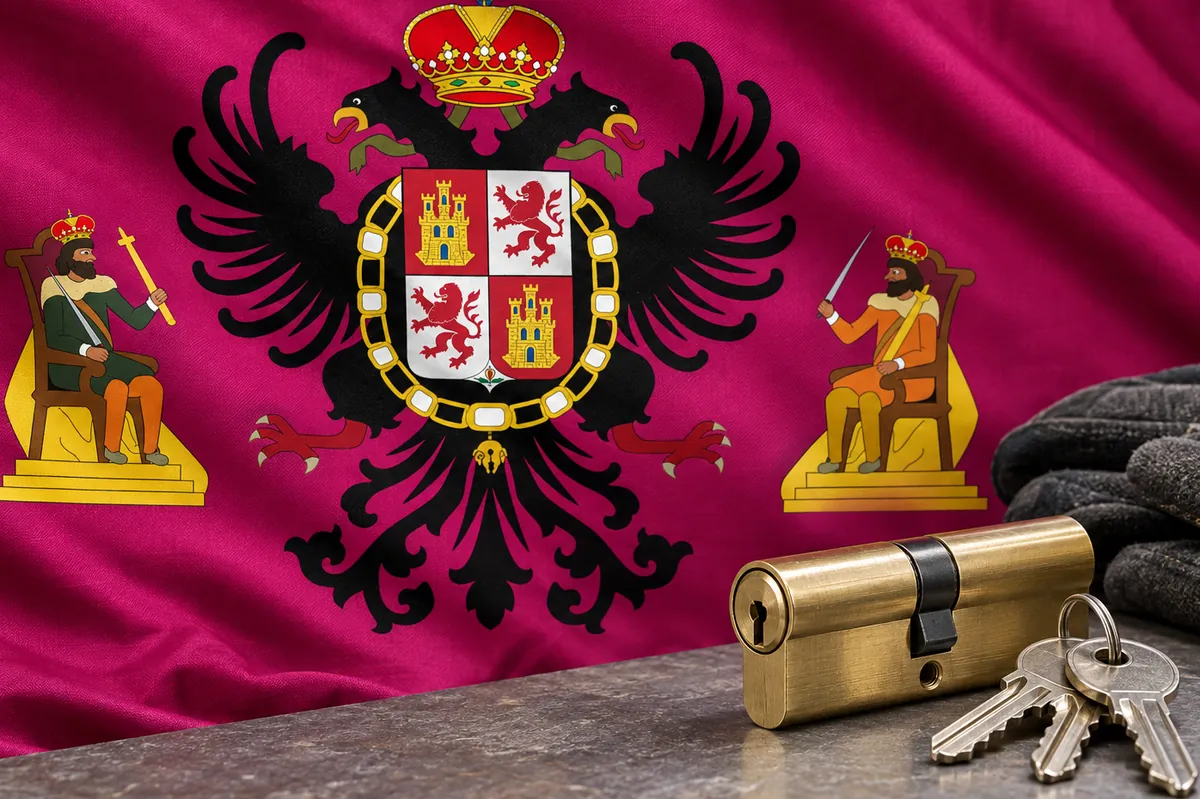 Cerrajeros en Santa Cruz del Retamar: bandera de la provincia de Toledo y un bombín nuevo