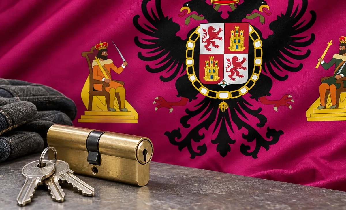 Cerrajero urgente en Almonacid de Toledo: bandera de la provincia de Toledo y un bombín nuevo