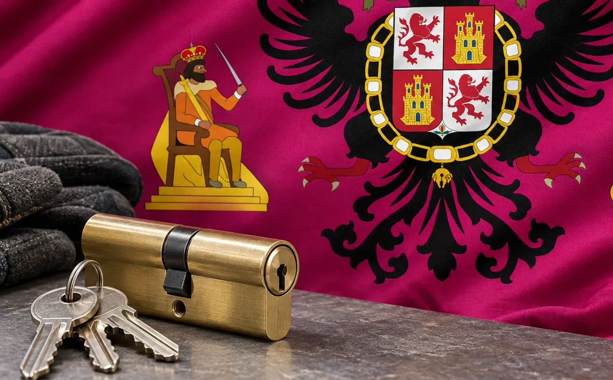 Cerrajero urgente en Cazalegas: bandera de la provincia de Toledo y un bombín nuevo