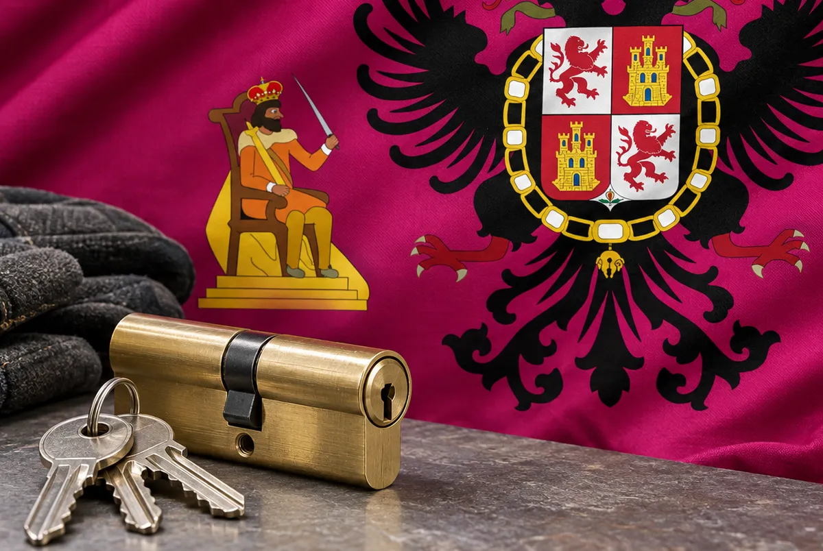 Cerrajero urgente en Cuerva: bandera de la provincia de Toledo y un bombín nuevo