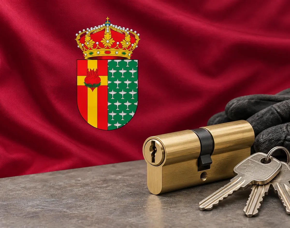 Cerrajero urgente en Getafe: bandera de Getafe con su escudo y un bombín nuevo
