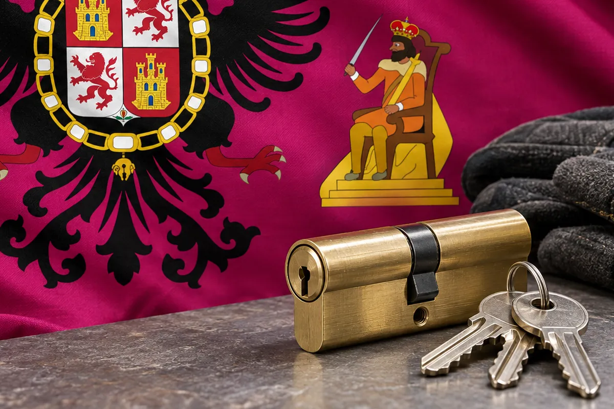 Cerrajero urgente en Pulgar: bandera de la provincia de Toledo y un bombín nuevo