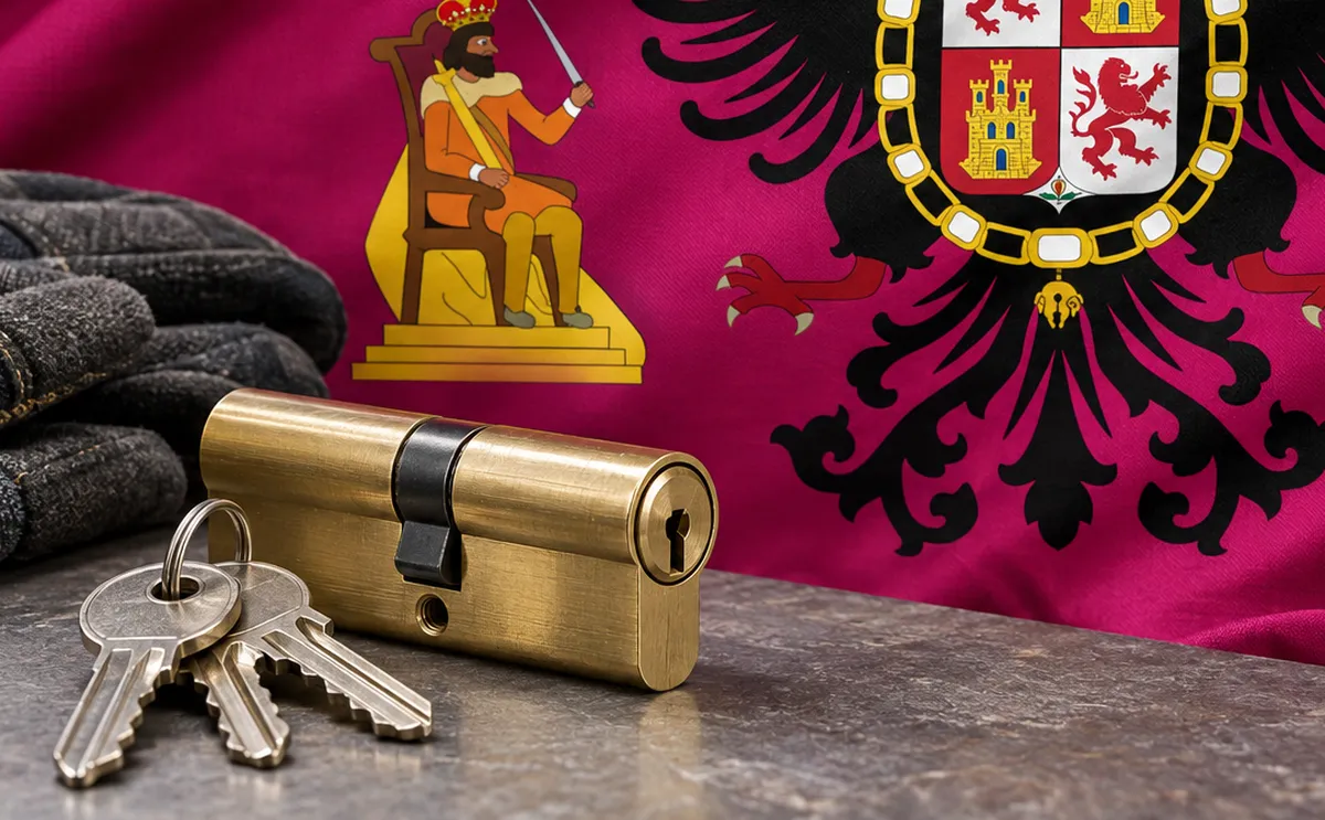 Cerrajero urgente en San Martín de Montalbán: bandera de la provincia de Toledo y un bombín nuevo