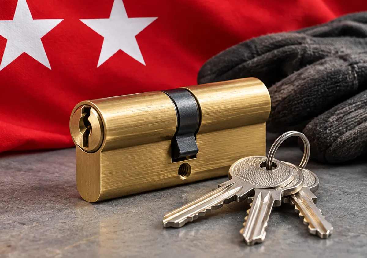 Bombín nuevo con sus llaves para un cambio de bombín en Usera, Madrid
