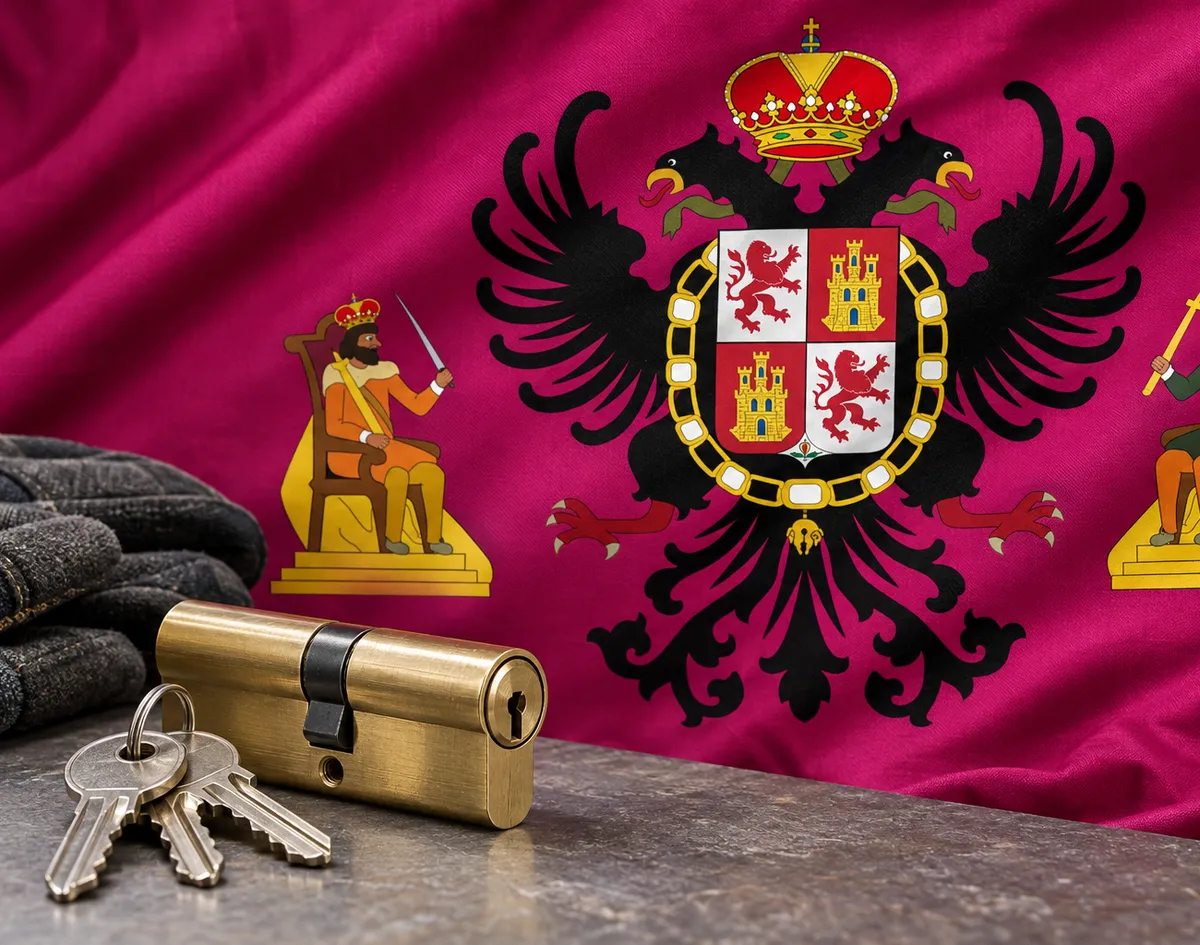 Cerrajeros en Villasequilla: bandera de la provincia de Toledo y un bombín nuevo con llaves